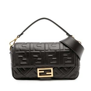 Pre-Loved Fendi Zucca Embossed Leather Baguette Satchel